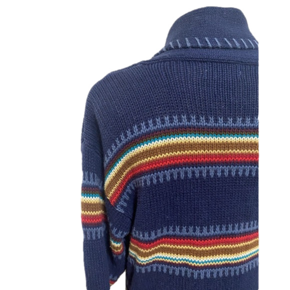 VTG CAPEZIO RAINBOW HORSE SWEATER STRIPED equestrian western rodeo CARDIGAN L - Picture 2 of 14